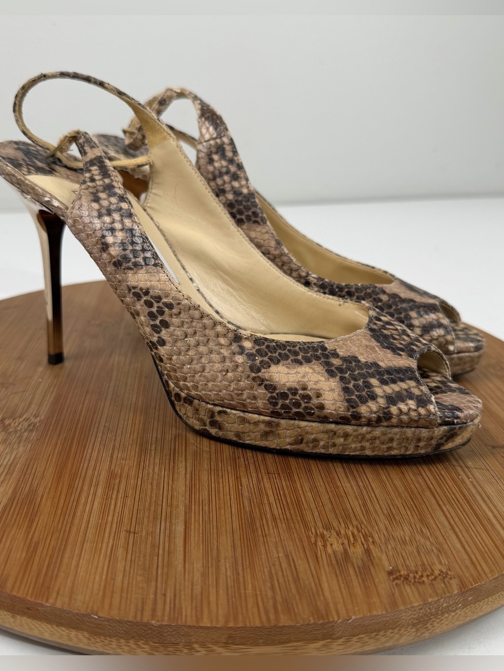Jimmy Choo Nova Women's Snake-Embossed Slingback Peep-Toe Pumps